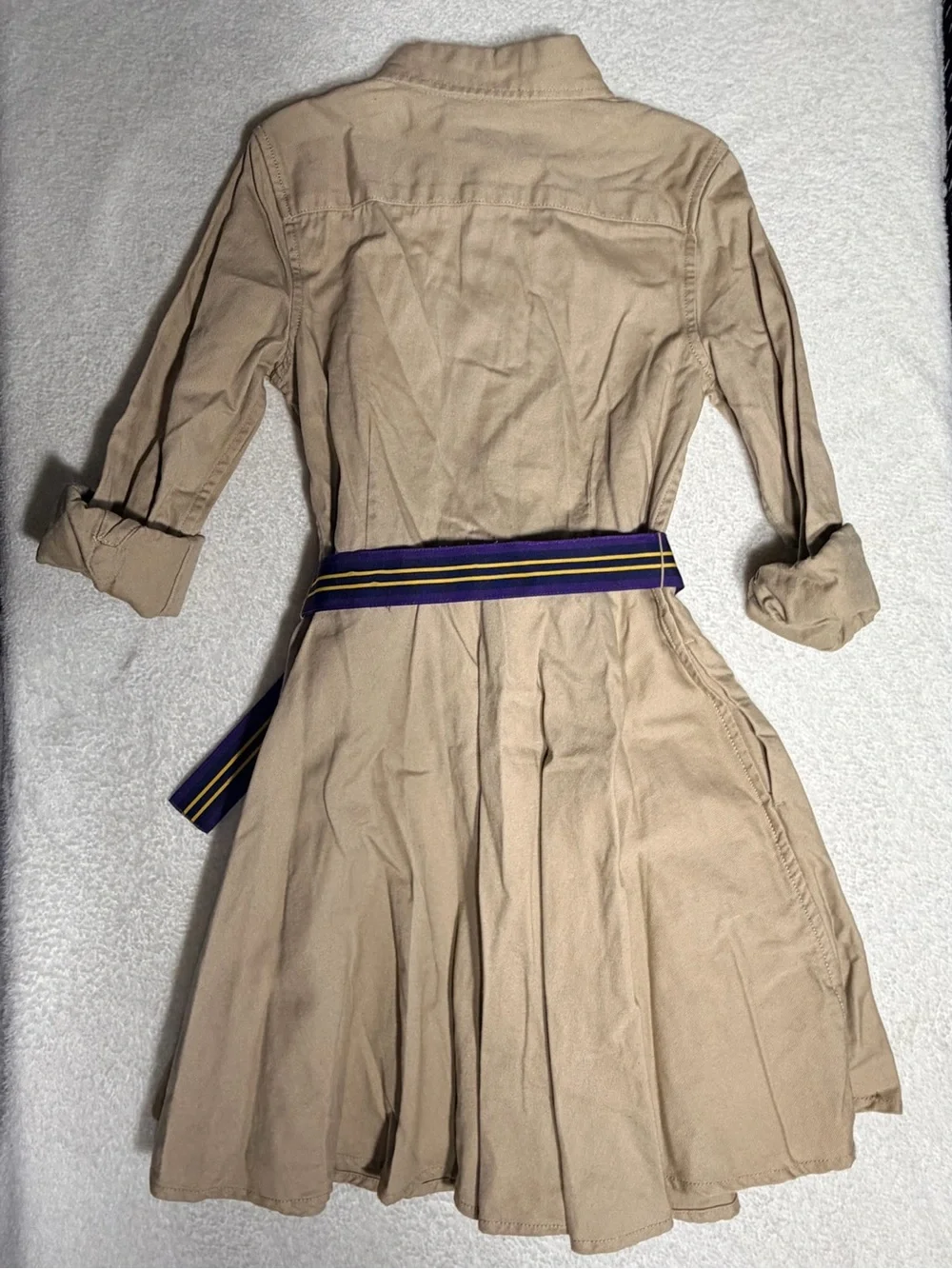 Polo Ralph Lauren Girls Belted Chino Shirtdress Khaki Size 6